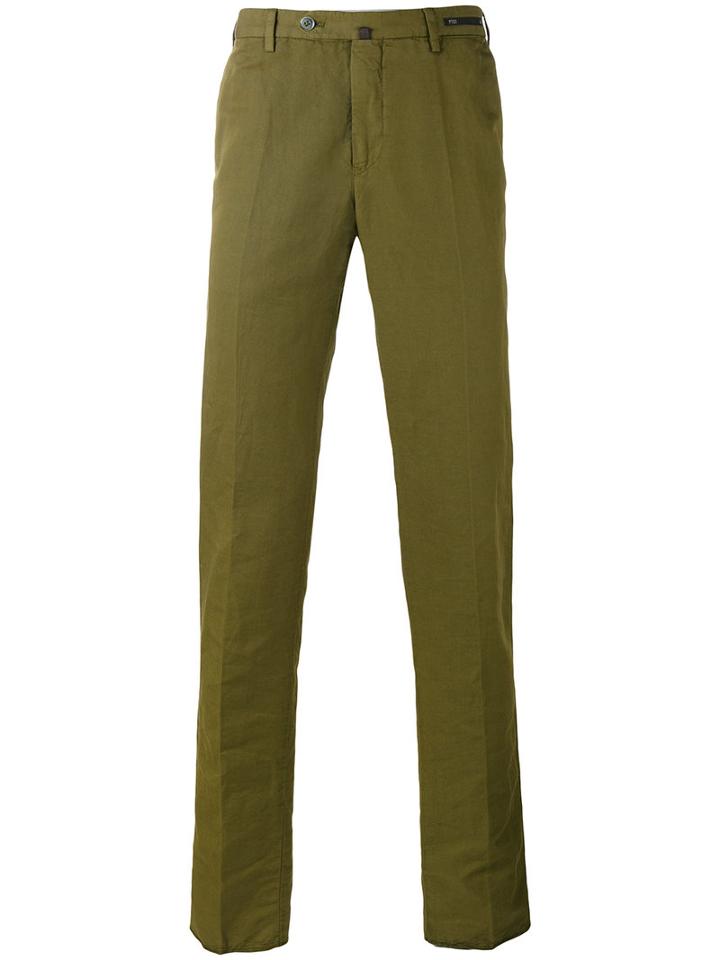 Pt01 - Straight Leg Trousers - Men - Cotton/linen/flax - 52, Green, Cotton/linen/flax