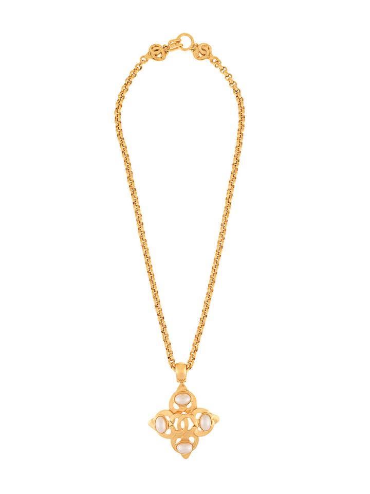 Chanel Vintage Cross Long Necklace - Metallic