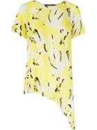 Andrea Marques Abstract Print Asymmetric Shirt, Women's, Size: 40, Yellow/orange, Viscose