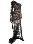 Oscar De La Renta Floral Embroidered Gown - Black