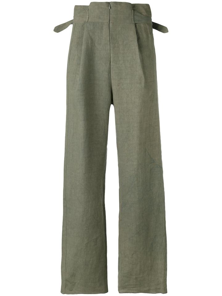 Cherevichkiotvichki - Tailored Trousers - Women - Linen/flax - S, Green, Linen/flax