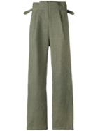 Cherevichkiotvichki - Tailored Trousers - Women - Linen/flax - S, Green, Linen/flax
