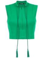 À La Garçonne Drawstring Cropped Blouse - Green