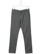 Paolo Pecora Kids Teen Striped Drawstring Trousers - Grey