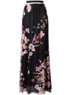 Giambattista Valli Floral Print Maxi Skirt, Women's, Size: 44, Black, Silk/viscose/cotton