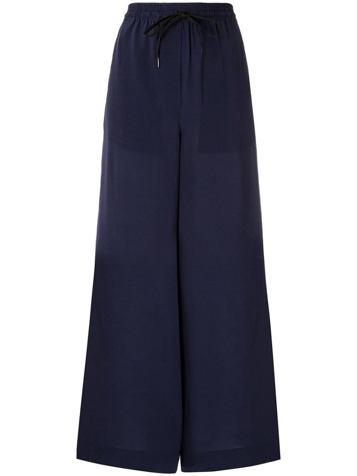 Osklen - Drawstring Pallazo Trousers - Women - Silk - M, Blue, Silk