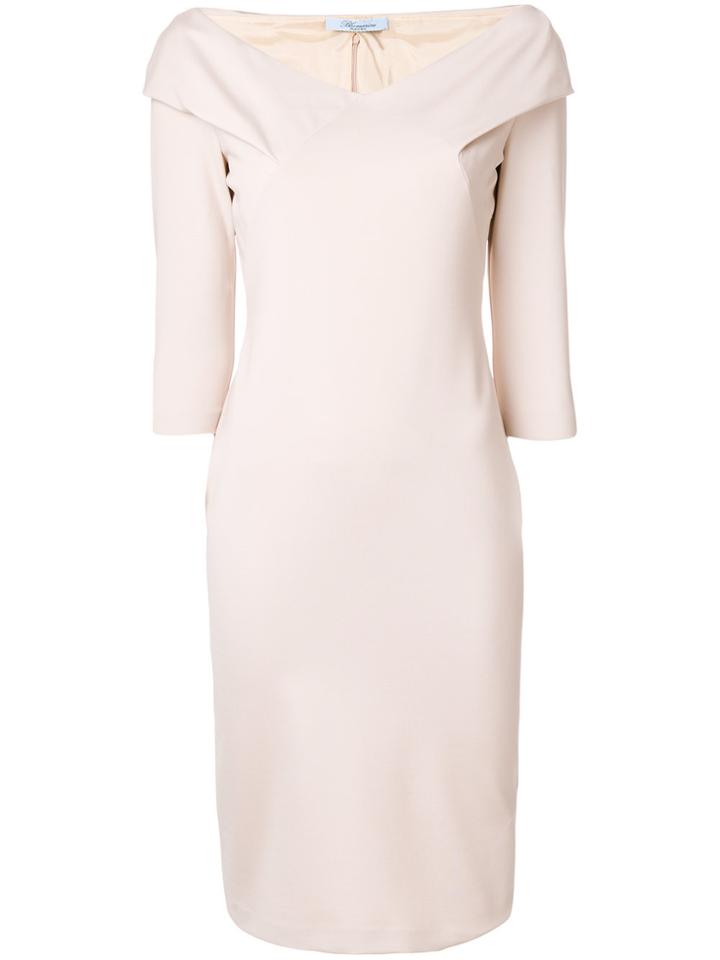 Blumarine Off-shoulder Fitted Dress - Nude & Neutrals
