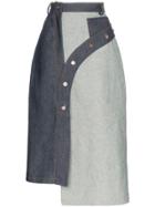Delada Asymmetric Panelled Denim Skirt - Blue