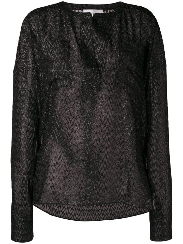 Faith Connexion Embellished Sheer Blouse - Black