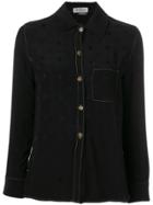 Salvatore Ferragamo Vintage 1970's Jacquard Detail Shirt - Black