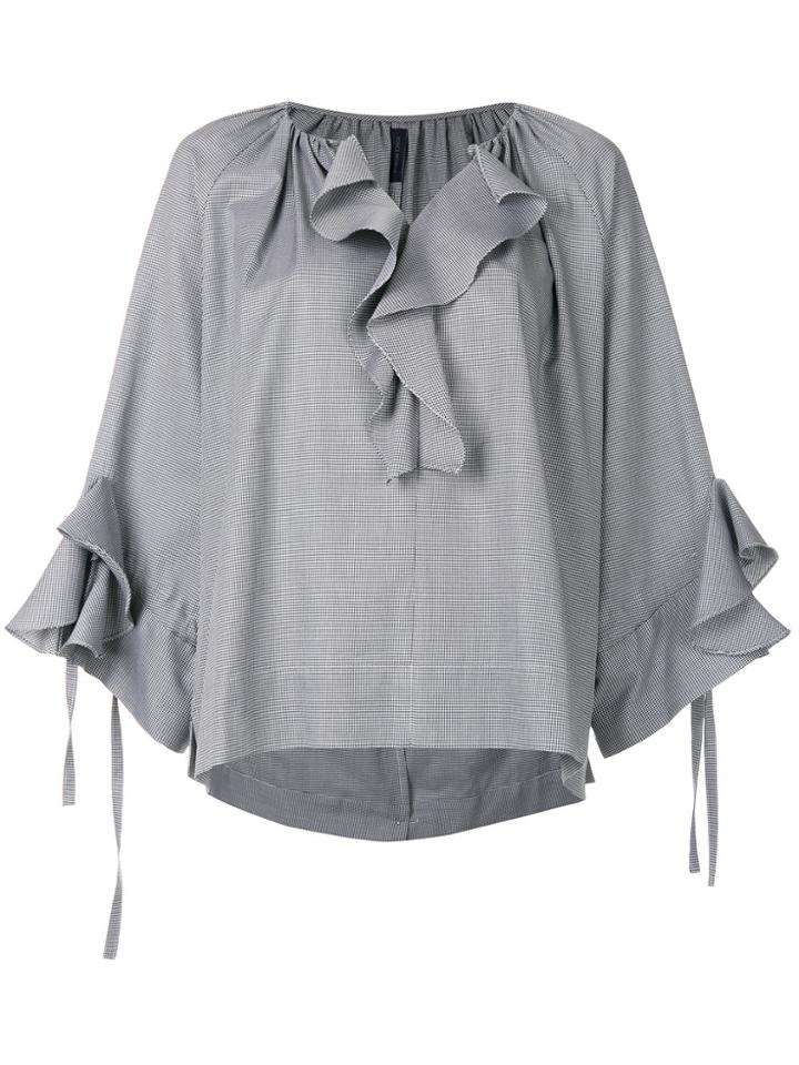 Eudon Choi Open Neck Ruffled Blouse - Black