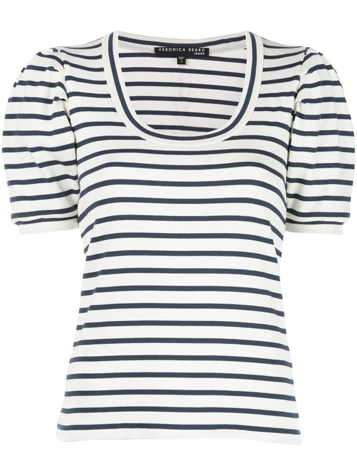 Veronica Beard Striped Scoop Neck T-shirt - White