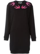 Mcq Alexander Mcqueen Embroidered Swallow Sweatshirt Dress
