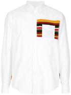 Coohem Striped Knit Panel Shirt - White