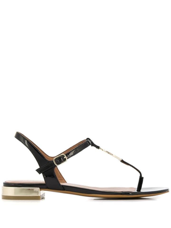 Emporio Armani Logo Medallion Thong Sandals - Black