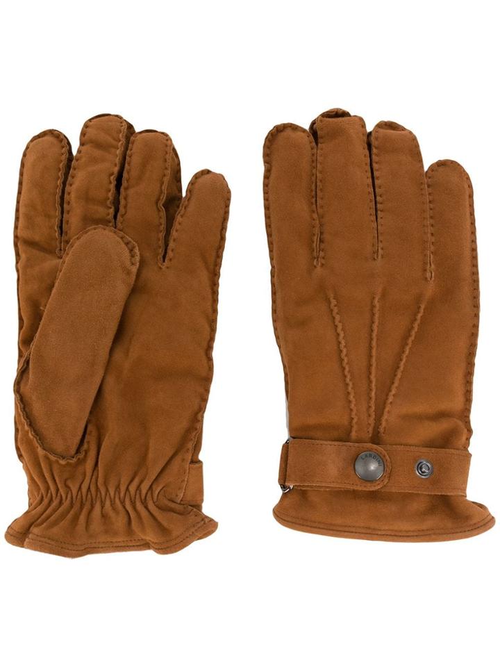 Lardini Snap Button Gloves - Brown