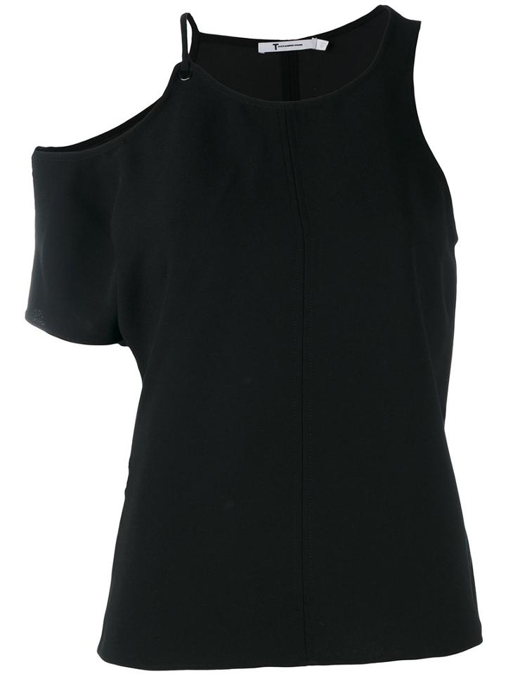 T By Alexander Wang - Matte Poly Crepe Asymmetrical Top - Women - Polyester - 4, Women's, Black, Polyester
