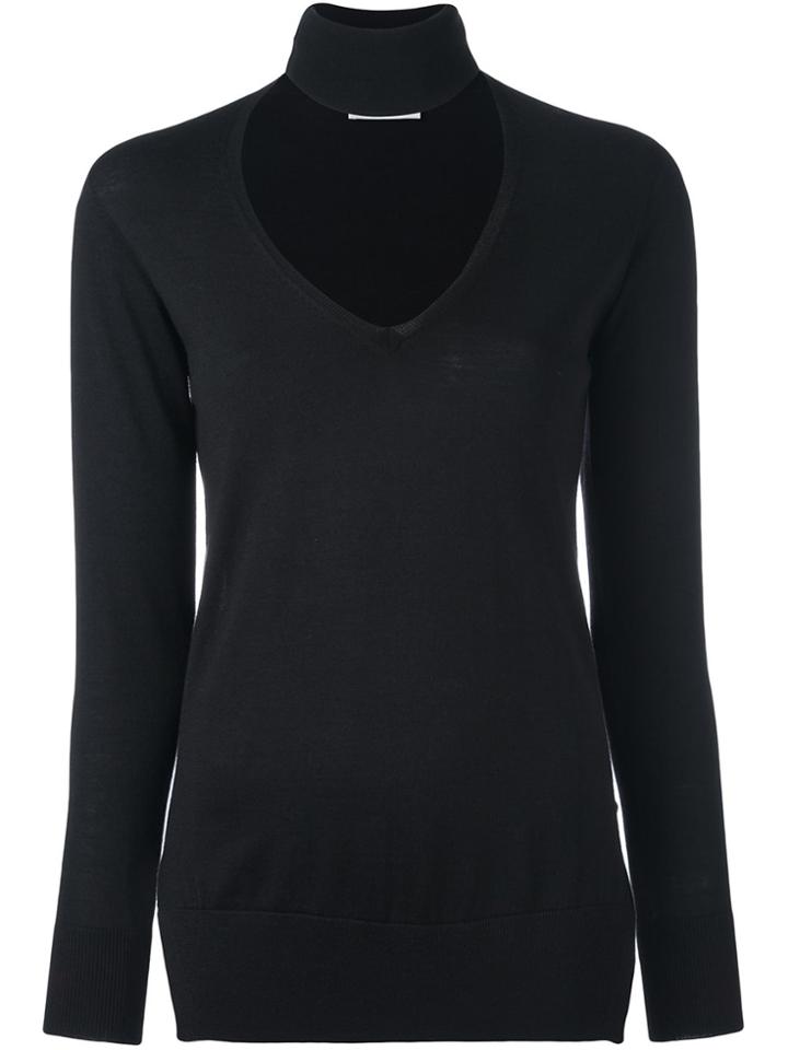 Zanone V-neck High Neck Pullover - Black