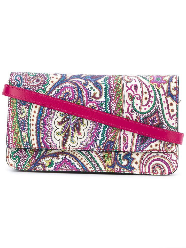 Etro - Paisley Print Shoulder Bag - Women - Calf Leather - One Size, Women's, Pink/purple, Calf Leather