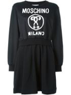 Moschino Logo Print Sweatshirt Dress, Women's, Size: 42, Black, Triacetate/polyester