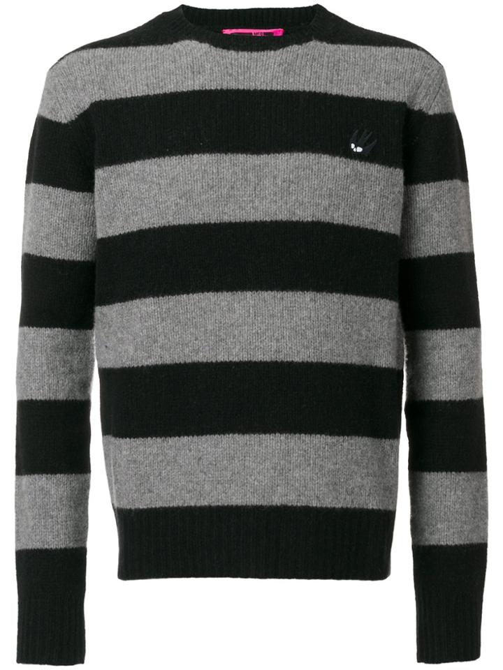 Mcq Alexander Mcqueen Swallow Badge Striped Pullover - Black