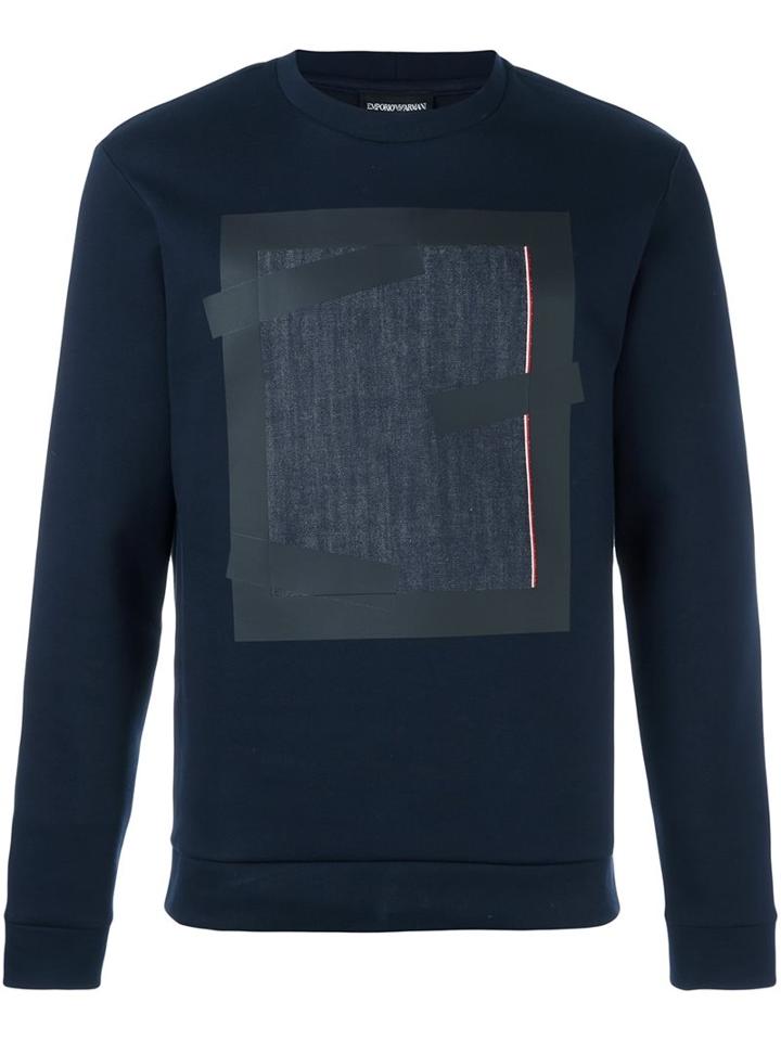 Emporio Armani Printed Sweatshirt, Men's, Size: Small, Blue, Cotton/polyester