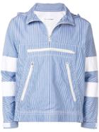 Comme Des Garçons Shirt Front Zip Striped Sweater - Blue