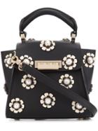 Zac Zac Posen Mini 'earthy Iconic Top Handle' Floral Crossbody Bag, Women's, Black, Calf Leather