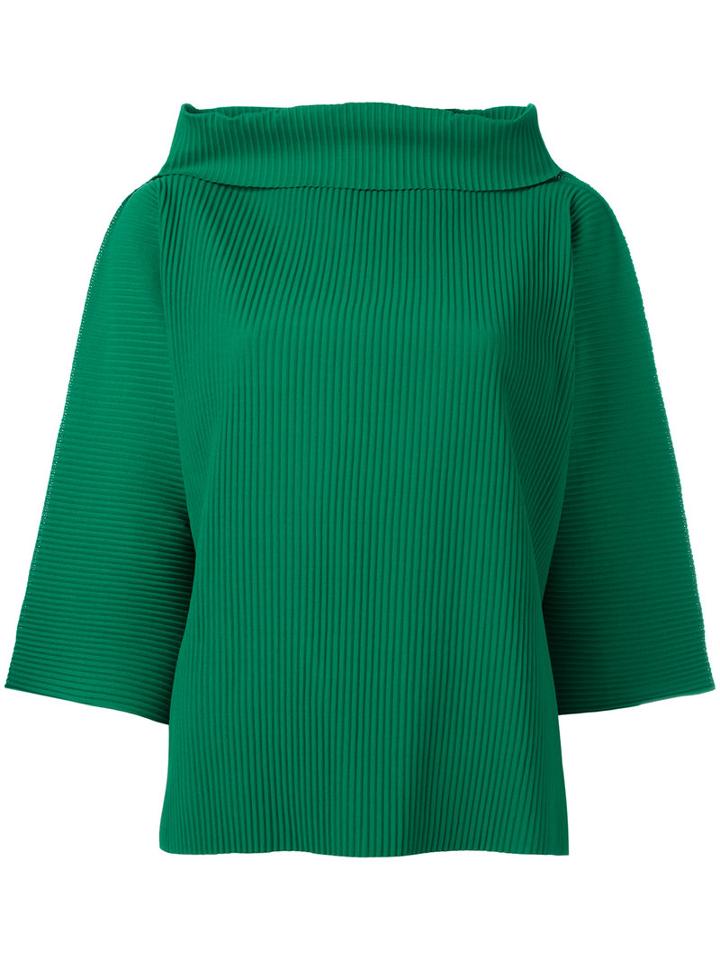 Issey Miyake Cauliflower Ribbed Wide Funnel Neck Top, Women's, Green, Polyester