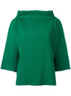 Issey Miyake Cauliflower Ribbed Wide Funnel Neck Top, Women's, Green, Polyester