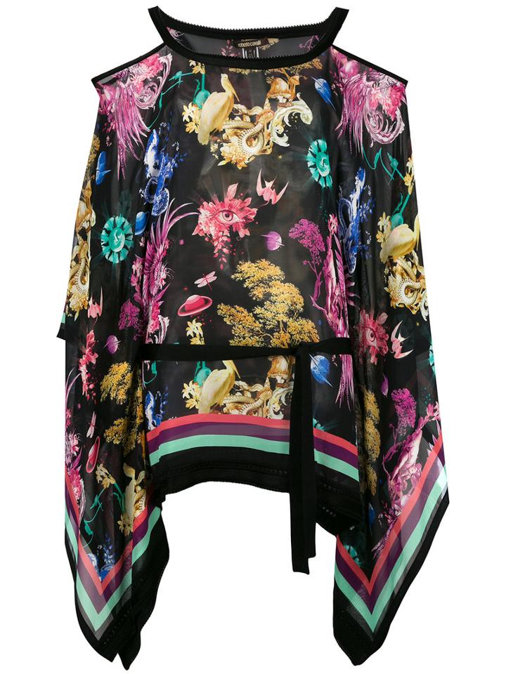 Roberto Cavalli Floral Print Kaftan, Women's, Size: 48, Black, Viscose/silk