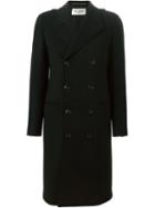 Saint Laurent Double Breasted Coat, Women's, Size: 40, Black, Silk/wool
