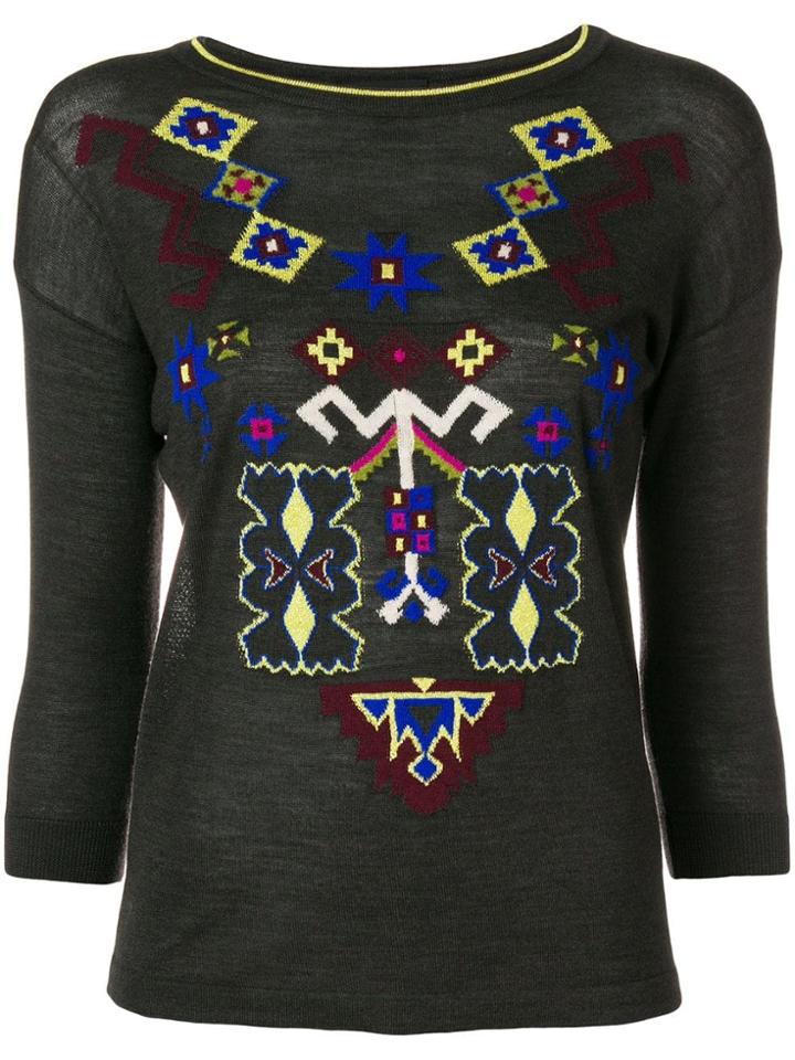 Etro Geometric Embroidered Sweater - Grey