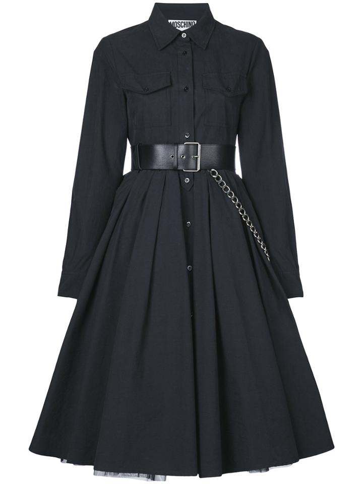 Moschino Belted Flared Dress - Black