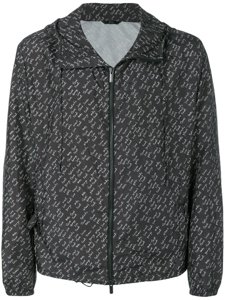 Fendi Printed Windbreaker Jacket - Black