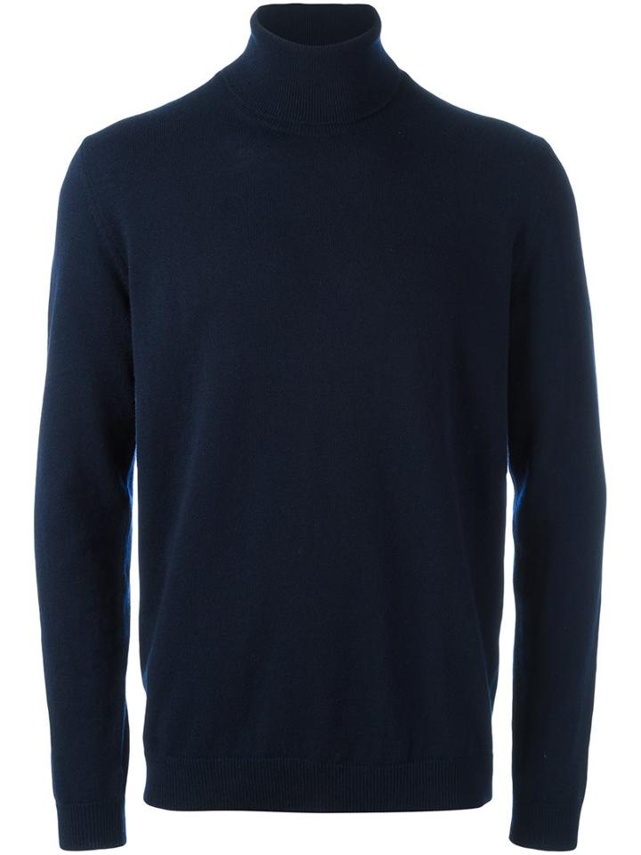 Roberto Collina Roll-neck Jumper, Men's, Size: 50, Blue, Wool