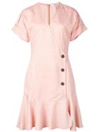 Derek Lam 10 Crosby Short Sleeve Wrap Dress With Pleated Hem - Pink