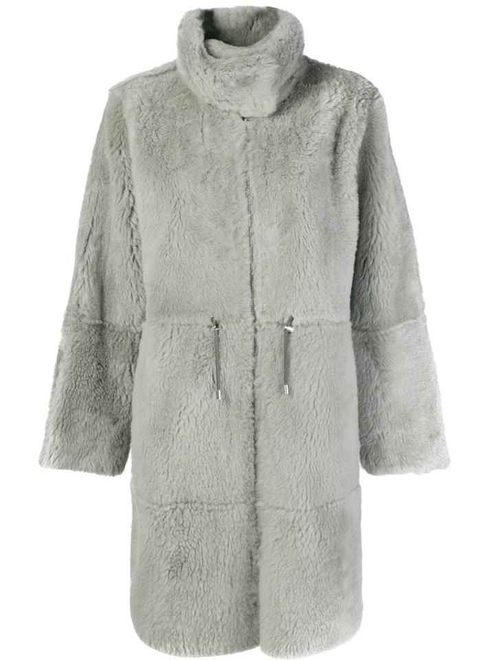 Yves Salomon Oversized Long Reversible Shearling Coat - Grey