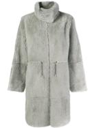 Yves Salomon Oversized Long Reversible Shearling Coat - Grey