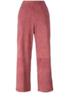 Desa 1972 - Panelled Cropped Trousers - Women - Leather - 36, Pink/purple, Leather