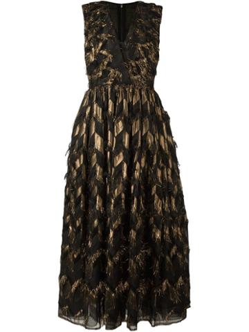 Dolce & Gabbana Metallic Chevron Frayed Dress