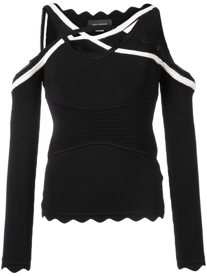 Yigal Azrouel Cold Shoulder Knit Top - Black