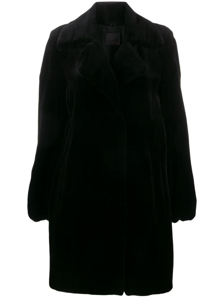 Liska Wide Lapel Coat - Black