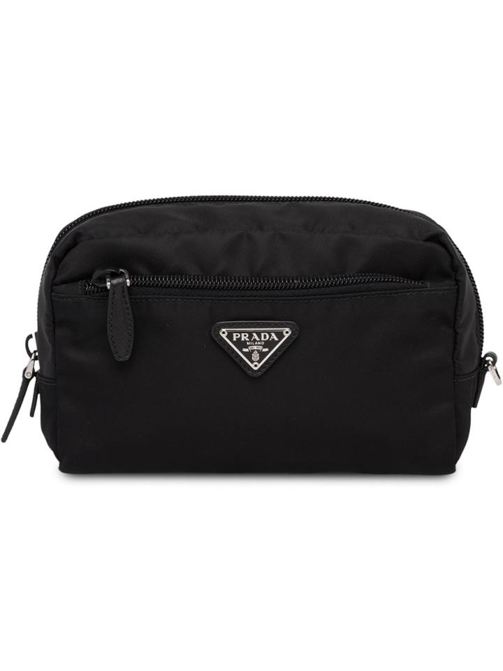 Prada Zip Around Cosmetic Pouch - Black