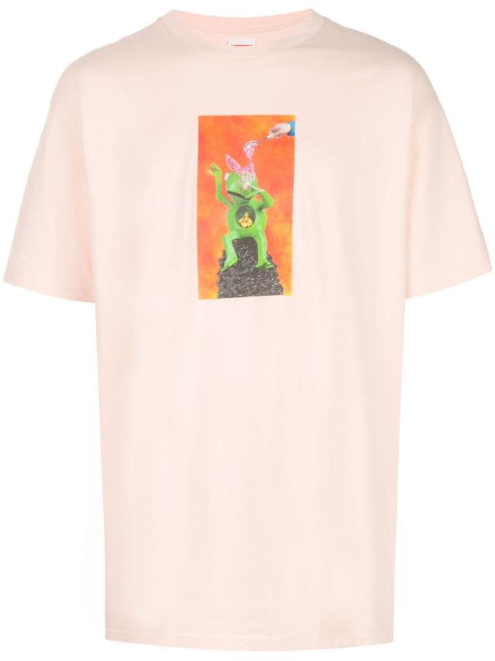 Supreme Print Detail T-shirt - Pink