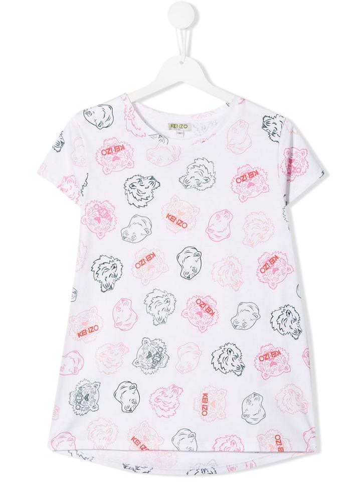 Kenzo Kids Teen Tiger Pattern T-shirt - White