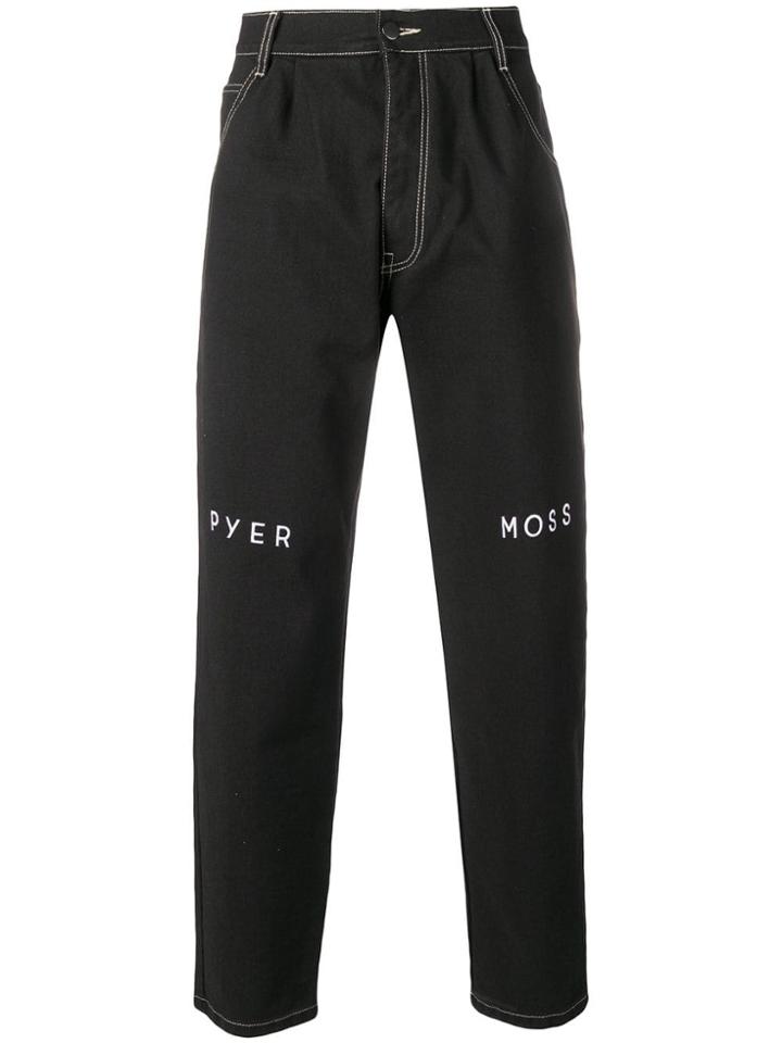 Pyer Moss Embroidered Logo Wide Jeans - Black