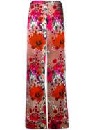 Roberto Cavalli - Floral Print Palazzo Trousers - Women - Silk - 42, Pink/purple, Silk