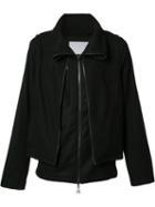 Private Stock Folded Neck Zipped Jacket, Men's, Size: Medium, Black, Polyester/nylon/cashmere/wool