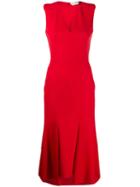 Alexander Mcqueen Asymmetric V-neck Dress - Red